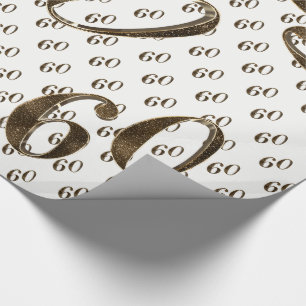 60th Golden Wedding Anniversary Typography Elegant Wrapping Paper