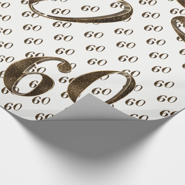 60th Golden Wedding Anniversary Typography Elegant Wrapping Paper (Corner)