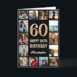 60th Happy Birthday Black and Gold Photo Collage Card<br><div class="desc">60th Happy Birthday Black and Gold Photo Collage Birthday Card. For further customisation,  please click the "Customise it" button and use our design tool to modify this template.</div>