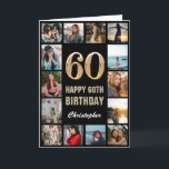 60th Happy Birthday Black and Gold Photo Collage Card<br><div class="desc">60th Happy Birthday Black and Gold Photo Collage Birthday Card. For further customisation,  please click the "Customise it" button and use our design tool to modify this template.</div>