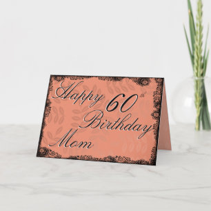 60th Happy Birthday Card - Peach Floral