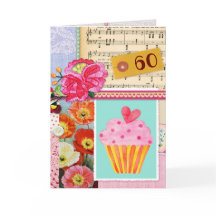 60th Happy Birthday Collage scrapbook cupcake