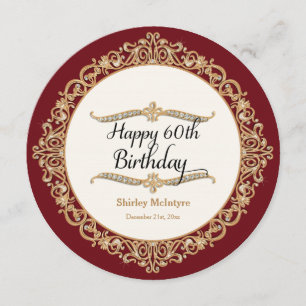 60th Happy Birthday Party Celebration Round Invite