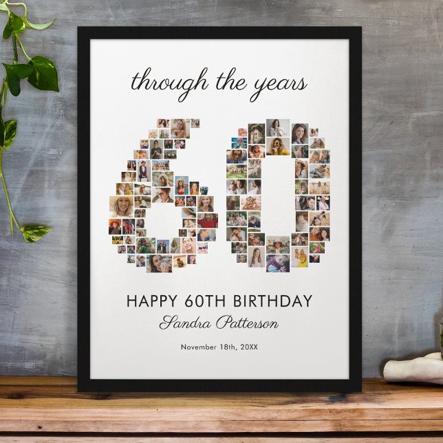 60th Happy Birthday Photo Collage Poster (Creator Uploaded)