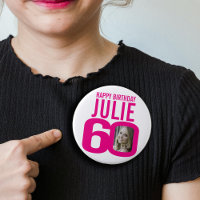 60th happy birthday pink custom photo and name