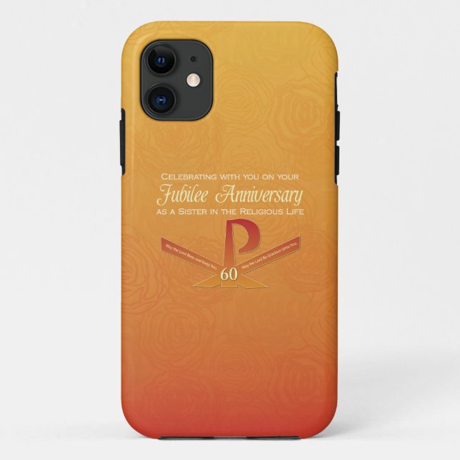 60th Jubilee Anniversary Nun Pax Cross, Orange Case-Mate iPhone Case (Back)
