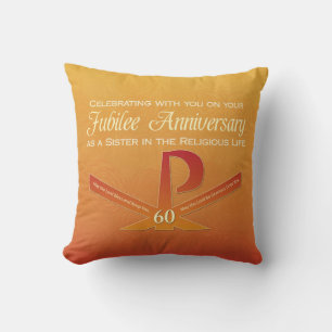 60th Jubilee Anniversary Nun Pax Cross, Orange Cushion