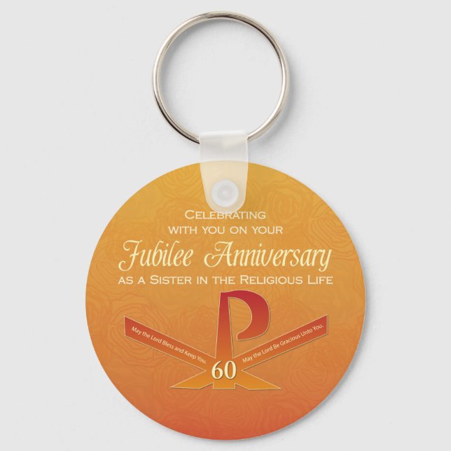 60th Jubilee Anniversary Nun Pax Cross, Orange Key Ring (Front)