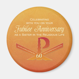 60th Jubilee Anniversary Nun Pax Cross, Orange Magnet