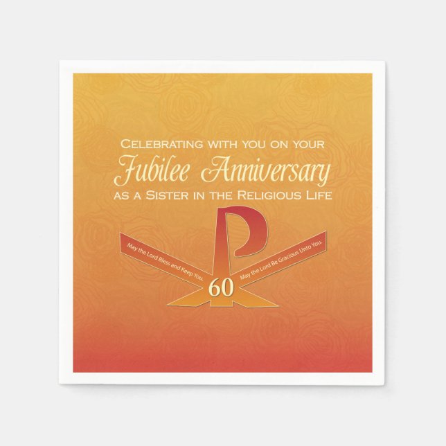 60th Jubilee Anniversary Nun Pax Cross, Orange Napkin (Front)