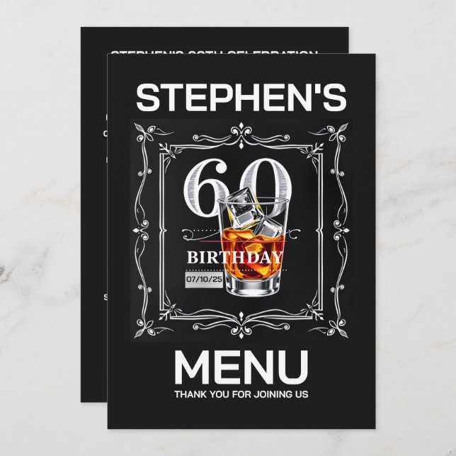 60th menu invitation (Front/Back)