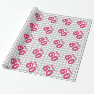 60th Modern HEARTS Birthday Style Custom Name V15 Wrapping Paper