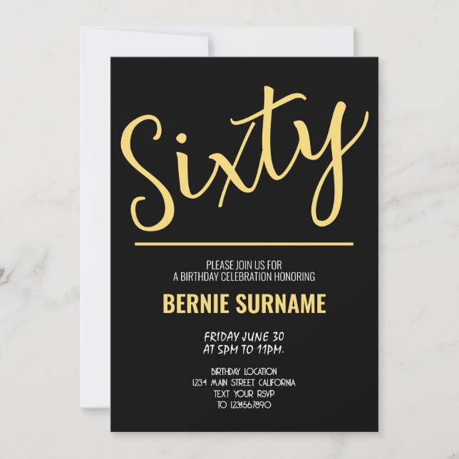 60th Modern Sixty Birthday Party Invitation (Front)