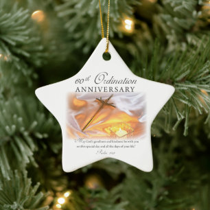 60th Ordination Anniversary, Cross Candle Ceramic Ornament