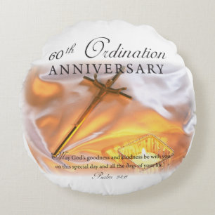 60th Ordination Anniversary, Cross Candle Round Cushion