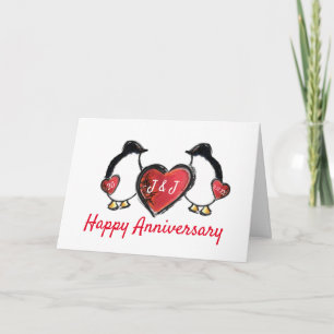 60th pearl wedding anniversary penguin card