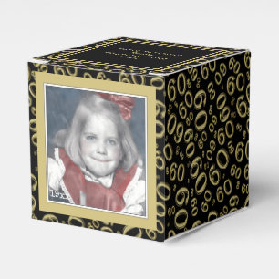 60th Photo Keepsake - Black/Gold Number Pattern Favour Box