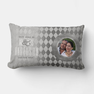60th PHOTO Wedding Anniversary Diamond Jubilee Lumbar Cushion