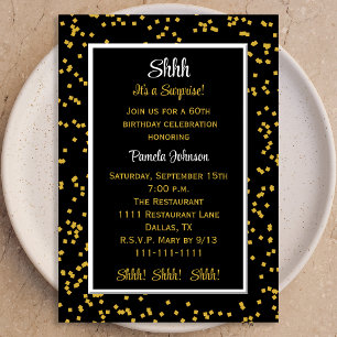 60th Shhh it's a surprise Birthday Confetti  Invitation