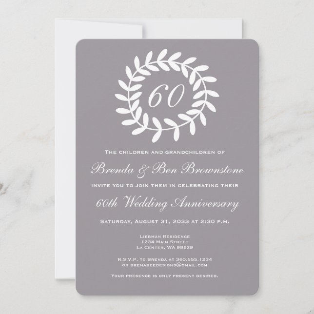 60th Silver Anniversary Invitation - Laurel (Front)