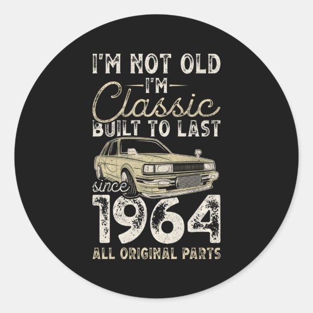 60Th Since 1964 Car 60 Classic Round Sticker (Front)