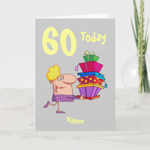 60th sixty birthday cartoon  personalised card