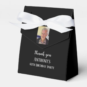 60th Sixty Elegant Birthday Party Black Favour Box