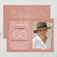 60th Sparkle Rose Gold Blush Pink Photo