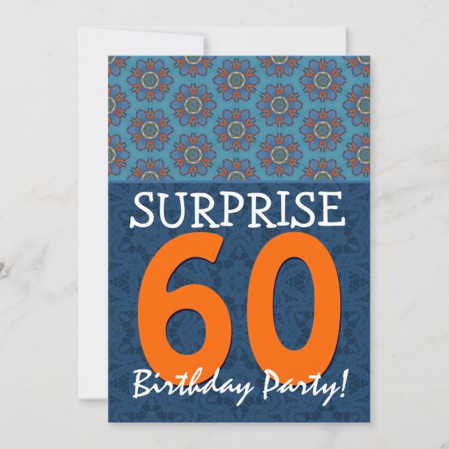 60th Surprise Birthday Blue and Orange Template (Front)