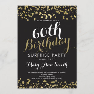 60th Surprise Birthday Gold Foil Confetti Invitation