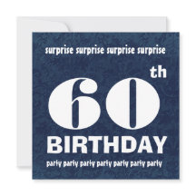 60th SURPRISE  Birthday Party Blue White Template