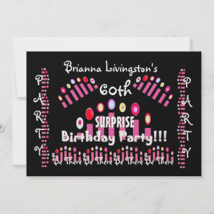 60th SURPRISE Birthday Party Candles Invitation