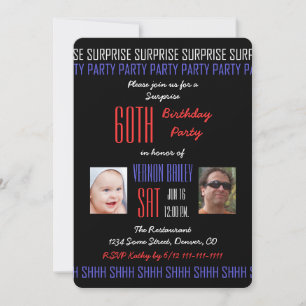 60th Surprise Birthday Party for Men His Photos Invitation