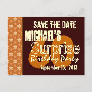60th Surprise Birthday Party Gold Chocolate Orange Announcement Postcard