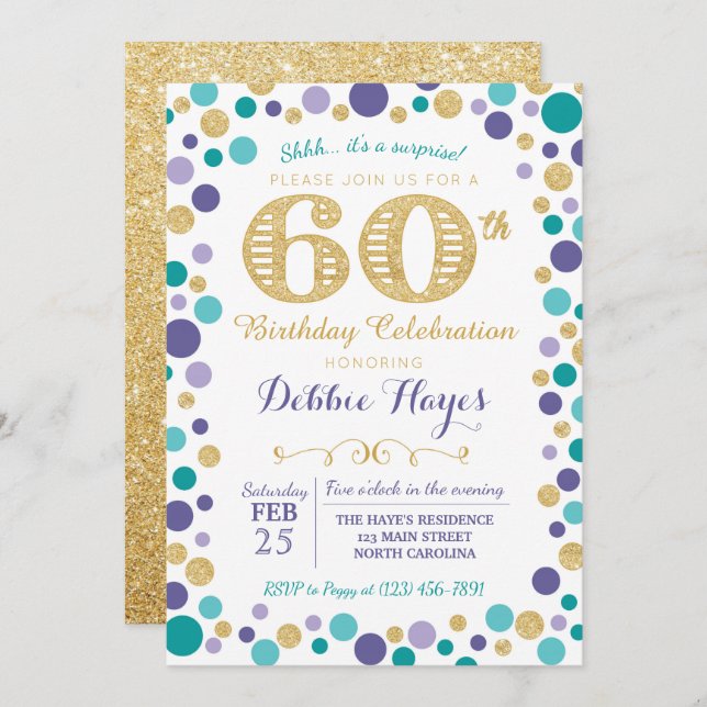 60th Surprise Birthday Party Invitation (Front/Back)