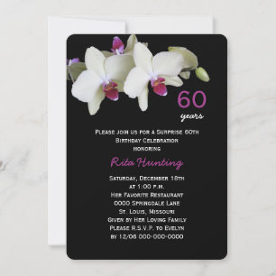 60th Surprise Birthday Party Light Yellow Orchid Invitation