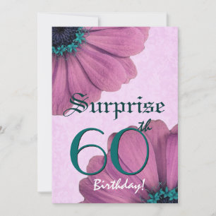 60th Surprise Birthday Pink Daisies Invitation