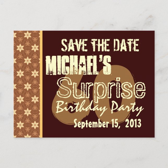 60th Surprise Birthday Save the Date Gold Announcement Postcard (Front)