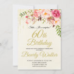 60th Surprise Birthday Women Birthday Invitation<br><div class="desc">Celebrate a special milestone birthday with this beautiful watercolor roses botanical birthday party invitation that features floral borders on each side of the elegantly placed text. Colours include pale blush pink, deep burgundy red and plum mixed with ethereal greenery and tiny white accent flowers. Personalise the text template with your...</div>