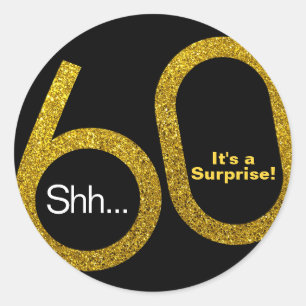 60th Surprise Gold Glitter Stickers