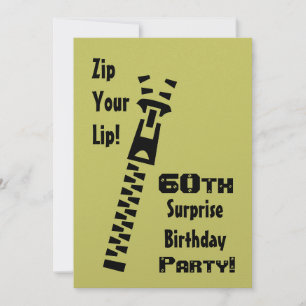 60th SURPRISE Lime Birthday Party Metallic Paper Invitation