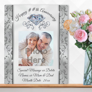 60th through 75th Wedding Anniversary Gift Ideas Plaque