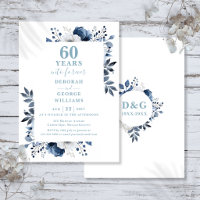 60th Wedding Anniversary Blue Floral Monogram