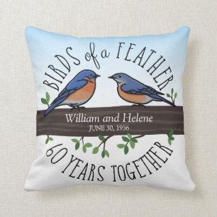 60th Wedding Anniversary, Bluebirds of a Feather Cushion