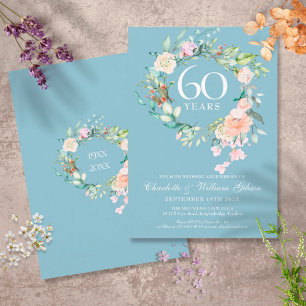 60th Wedding Anniversary Country Roses Floral Invitation