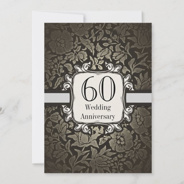 60th wedding anniversary damask vintage invitation (Front)