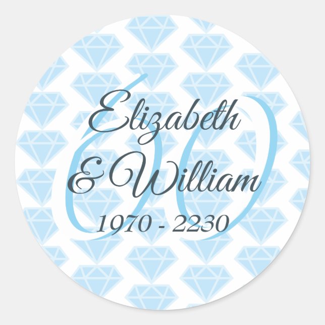 60th Wedding Anniversary Diamond Celebration Classic Round Sticker (Front)