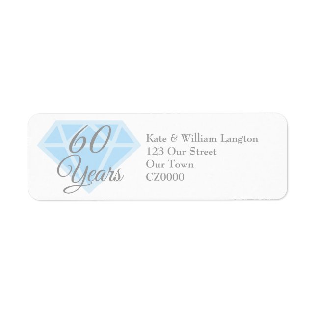 60th Wedding Anniversary Diamond Celebration Return Address Label (Front)