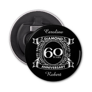 60th wedding anniversary diamond crest bottle opener
