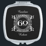 60th wedding anniversary diamond crest compact mirror<br><div class="desc">A romantic design to celebrate your 60th year of marriage. If you would like any help customising this design please contact me, their is an ask this designer button, just below this text. This sixtieth, 60 years wedding anniversary crest has the text diamond as that is the traditional gift for...</div>